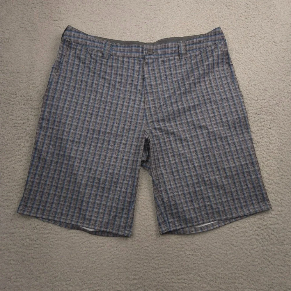 The North Face‎ Mens Shorts 36 Gray Blue Plaid Hiking Golf Outdoor 10 Inseam
